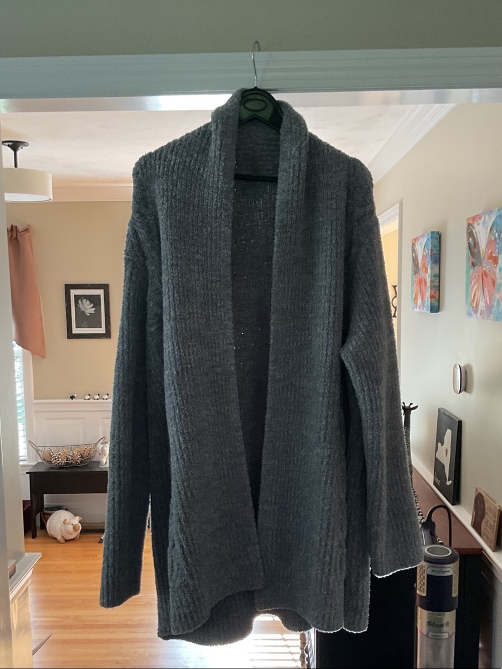 Barefoot Dreams Open-Front Gray Knit Sweater Cardigan